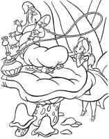 A coloring page of alice in wonderland